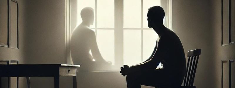 אדם יושב, נראה בודד